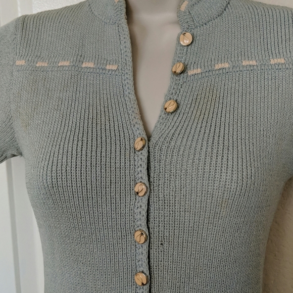 1950s 1960s St John for Saks 5th Avenue Blue Knit Dress - Picture 4 of 9